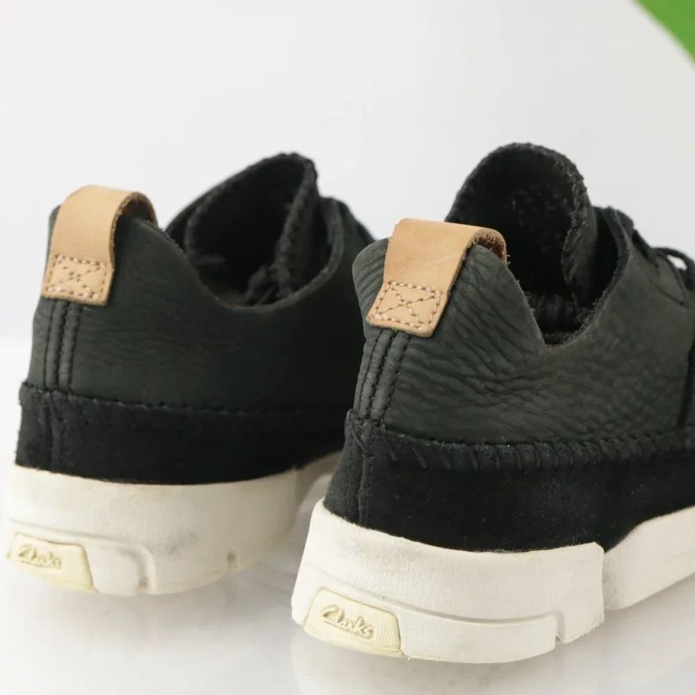 Clarks Originals Womens Trigenix Flex Sneaker Size 7.5 Black Nubuck Lace Up Shoe